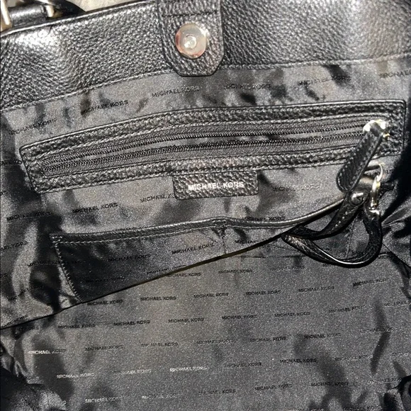 Like New Black Pebbled Leather Michael Kors Hand/Shoulder Bag With Metal Details - Picture 12 of 15